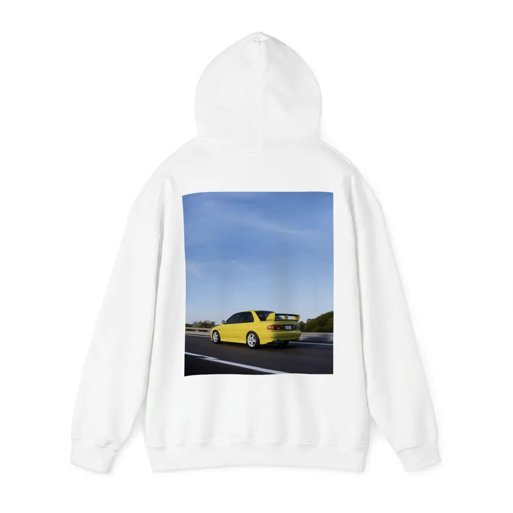 Mitsubishi Lancer Evolution Yellow Highway Motion – Hoodies