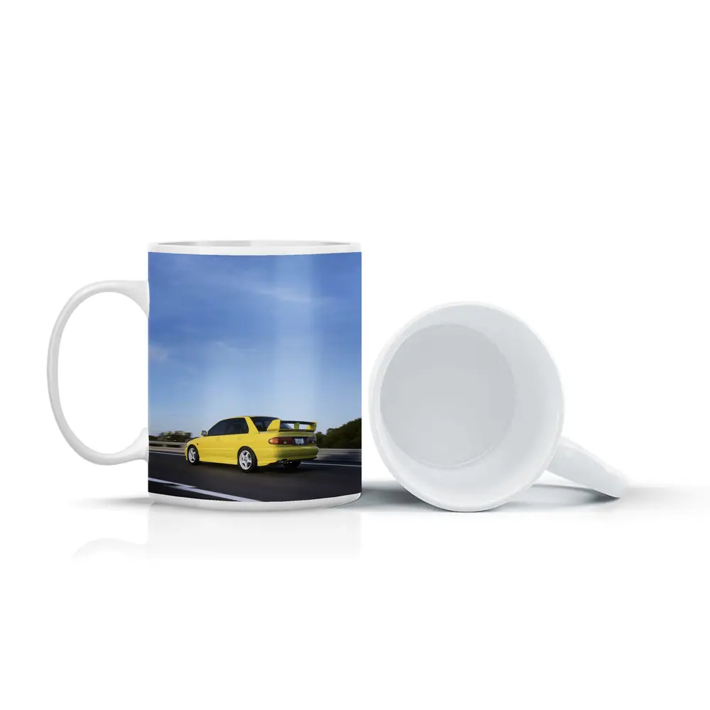 Mitsubishi Lancer Evolution Yellow Highway Motion – Mugs