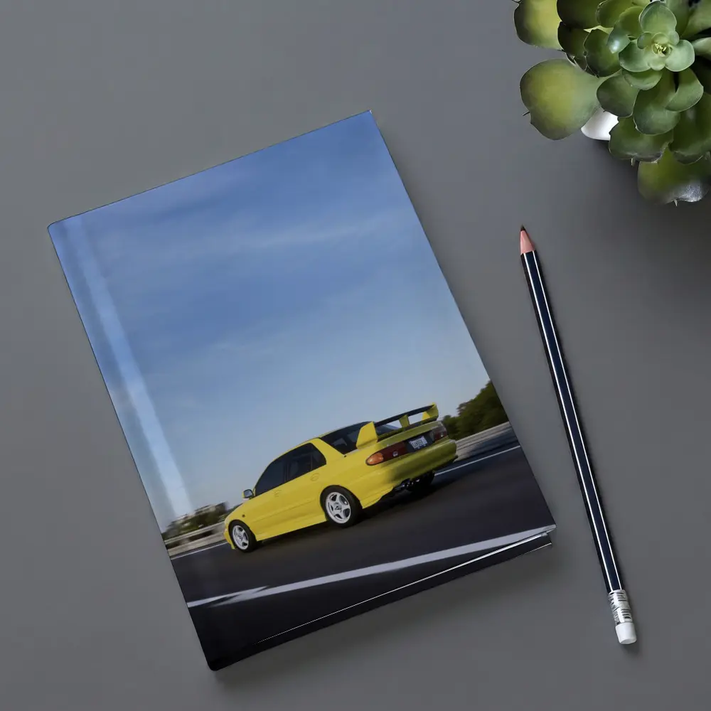 Mitsubishi Lancer Evolution Yellow Highway Motion – Notebooks