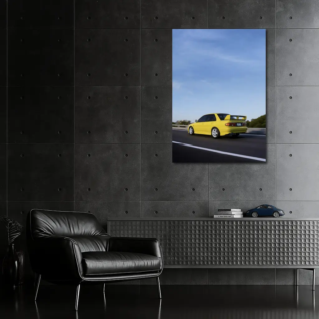 Mitsubishi Lancer Evolution Yellow Highway Motion – Wall Art