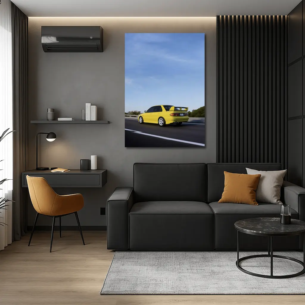 Mitsubishi Lancer Evolution Yellow Highway Motion – Wall Art