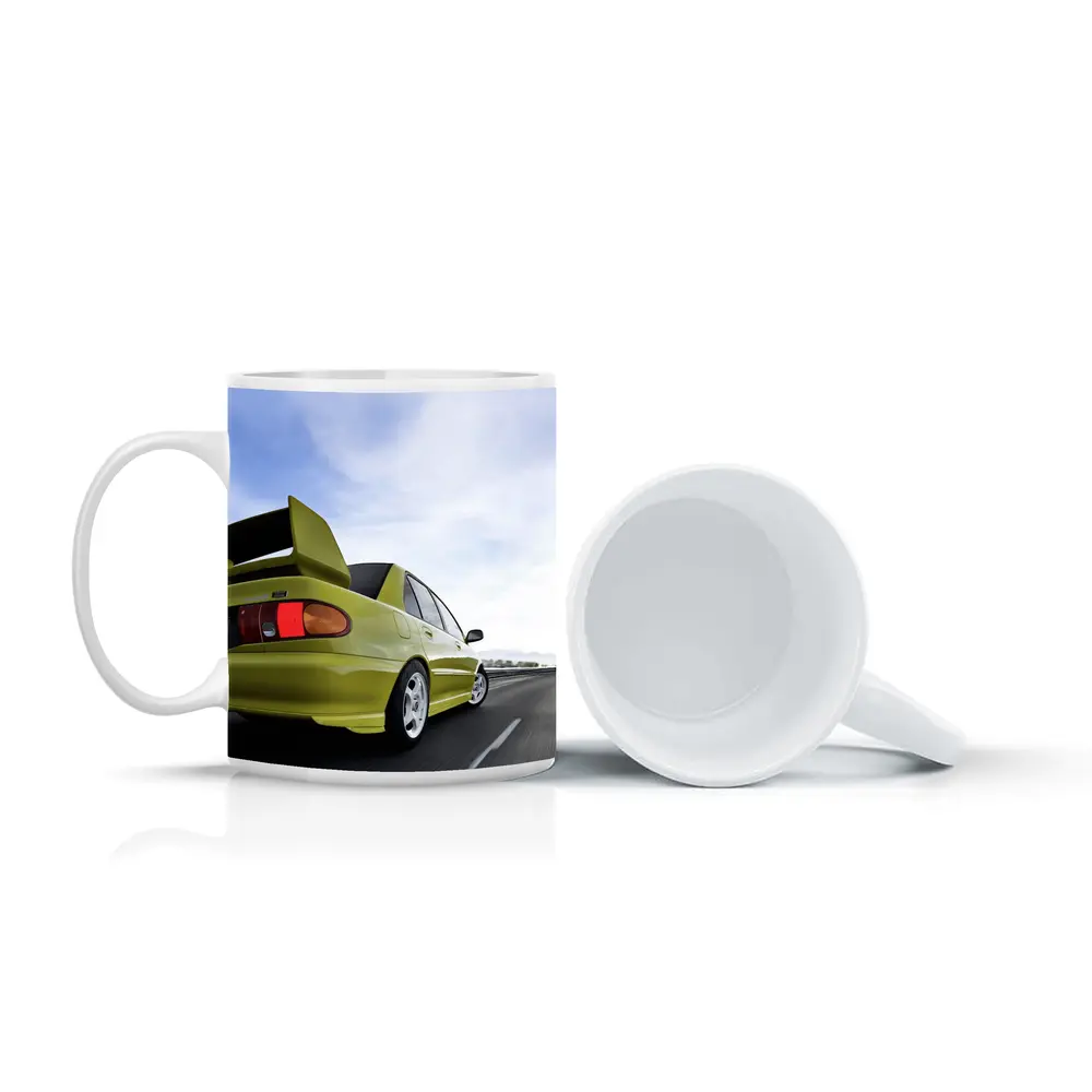Mitsubishi Lancer Evolution Yellow Highway Speed – Mugs