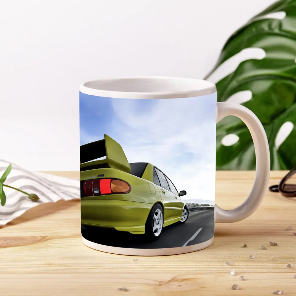 Mitsubishi Lancer Evolution Yellow Highway Speed – Mugs