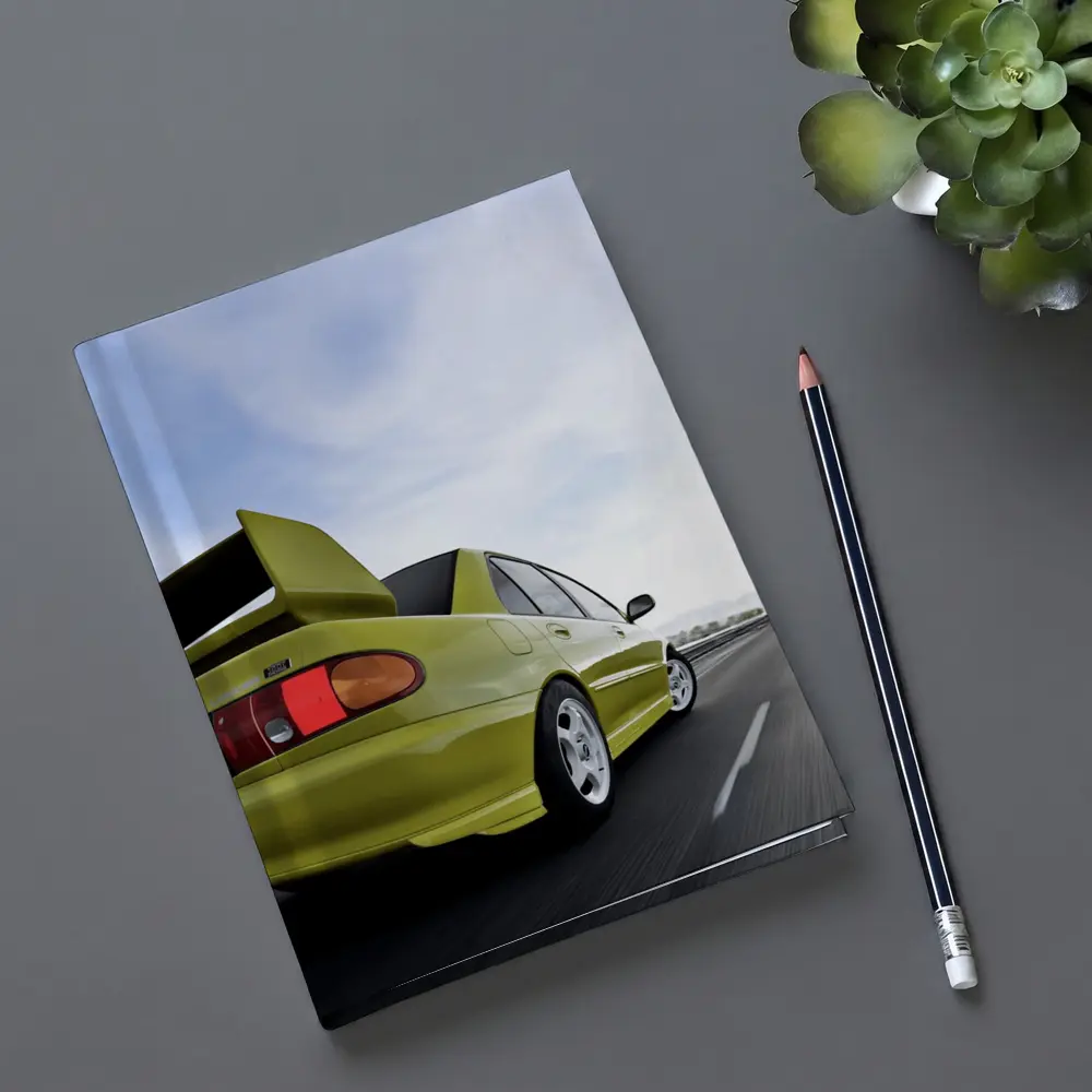 Mitsubishi Lancer Evolution Yellow Highway Speed – Notebooks