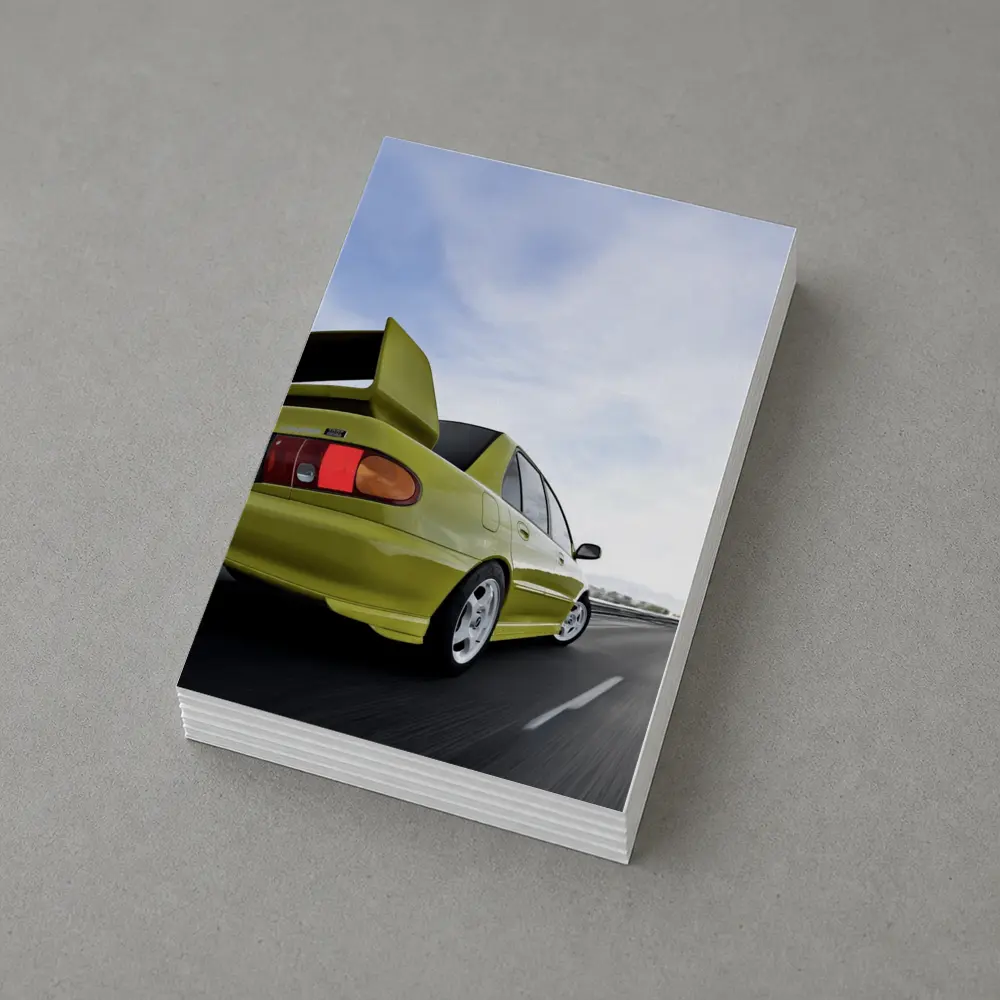 Mitsubishi Lancer Evolution Yellow Highway Speed – Postcards