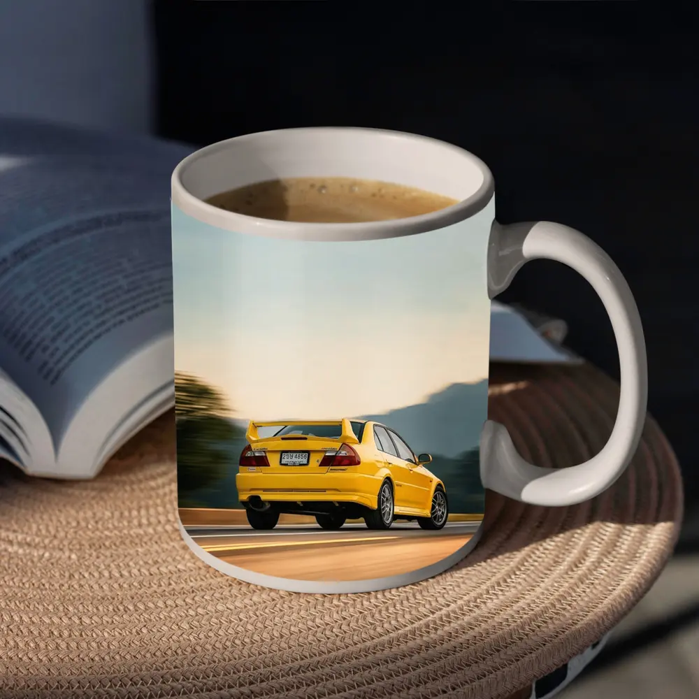 Mitsubishi Lancer Evolution Yellow Mountain Road – Mugs