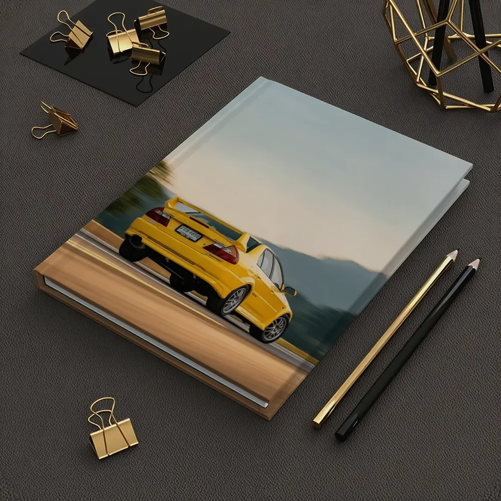 Mitsubishi Lancer Evolution Yellow Mountain Road – Notebooks