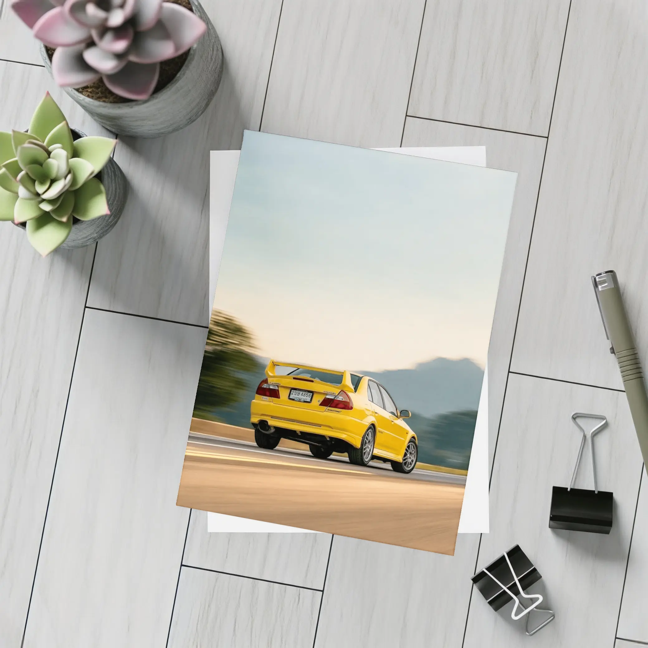 Mitsubishi Lancer Evolution Yellow Mountain Road – Postcards