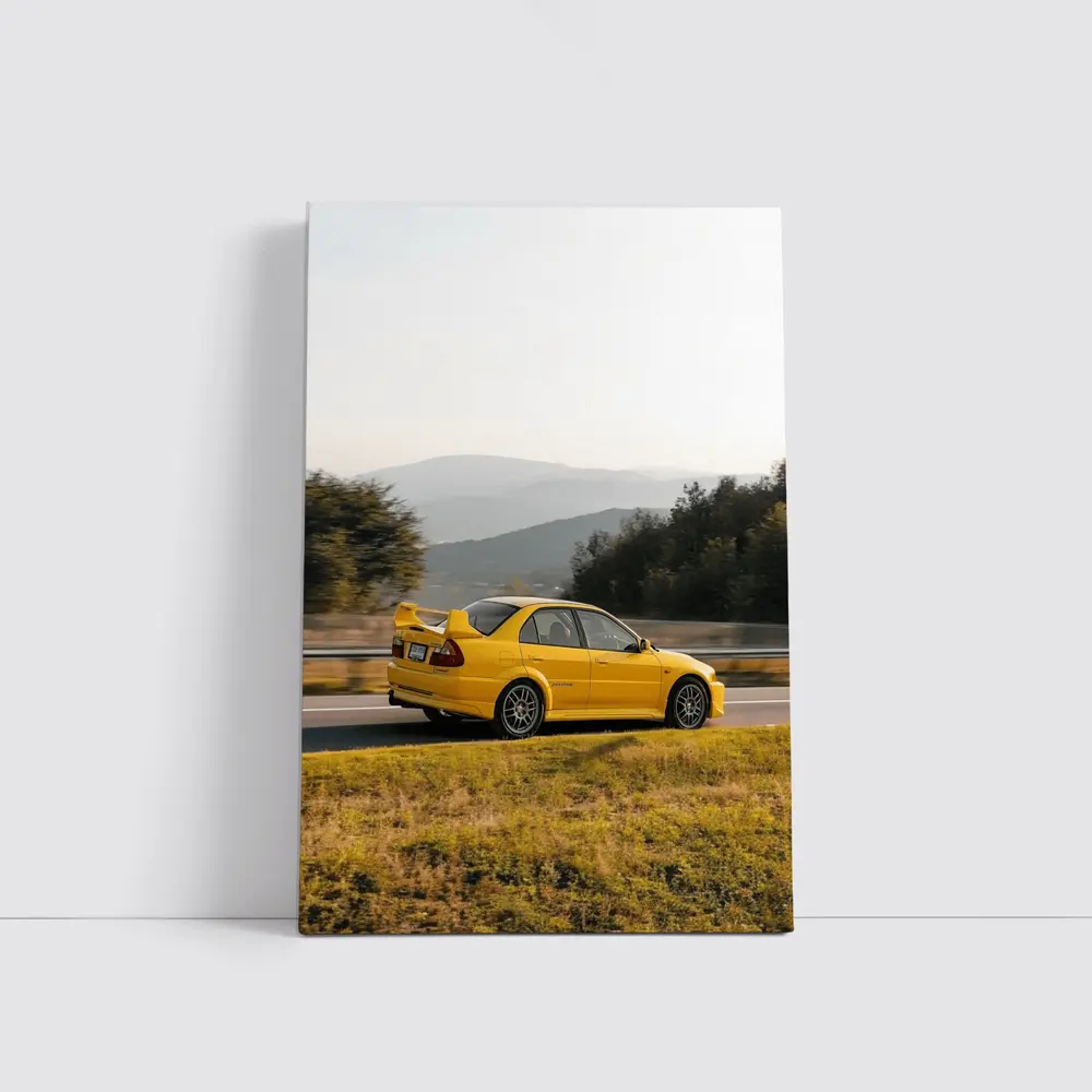 Mitsubishi Lancer Evolution Yellow Mountain Road – Wall Art