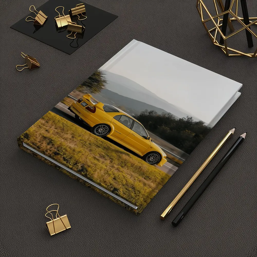 Mitsubishi Lancer Evolution Yellow Mountain Road – Notebooks