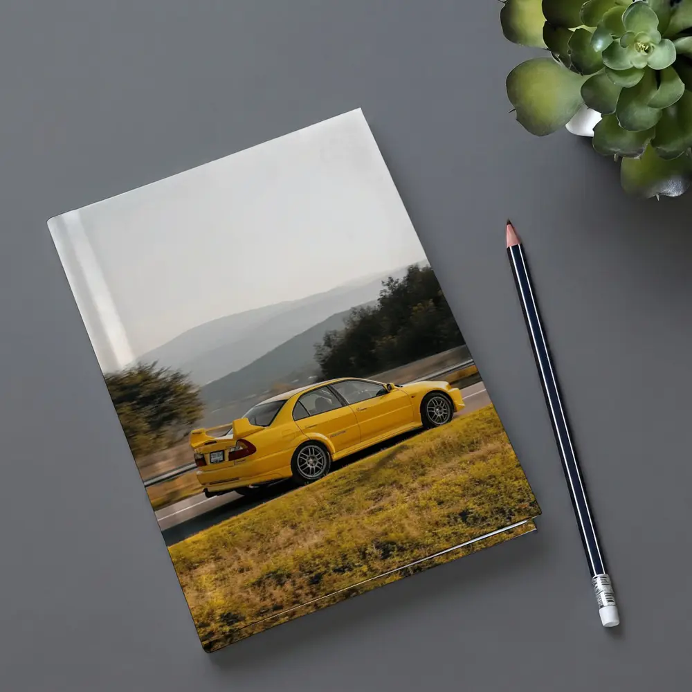 Mitsubishi Lancer Evolution Yellow Mountain Road – Notebooks