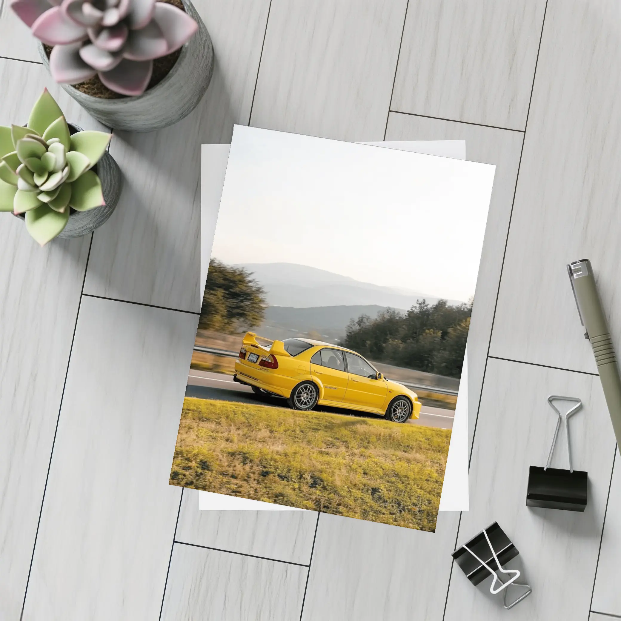 Mitsubishi Lancer Evolution Yellow Mountain Road – Postcards