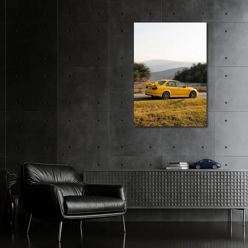 Mitsubishi Lancer Evolution Yellow Mountain Road – Wall Art