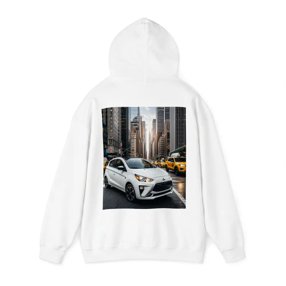 Mitsubishi Mirage White Car New York City – Hoodies