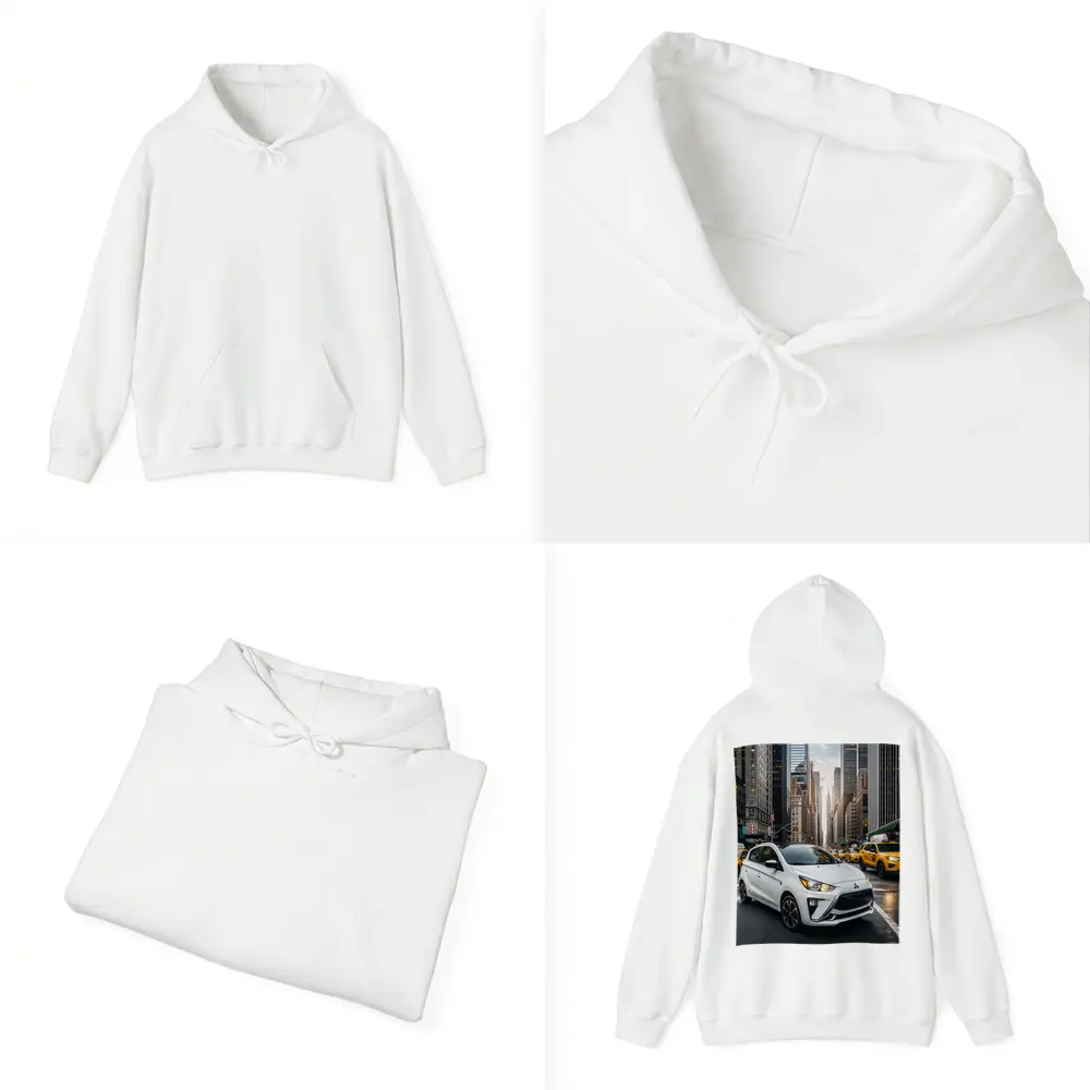 Mitsubishi Mirage White Car New York City – Hoodies