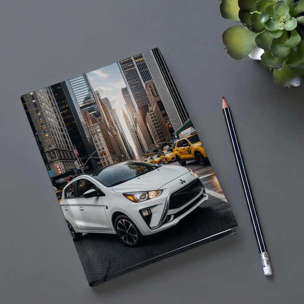Mitsubishi Mirage White Car New York City – Notebooks