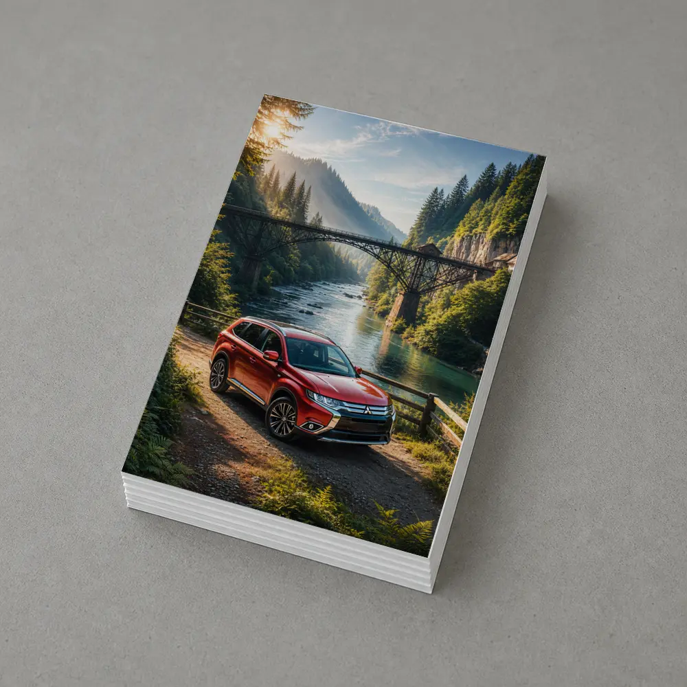 Mitsubishi Outlander Red SUV Mountain River Bridge – Postcards
