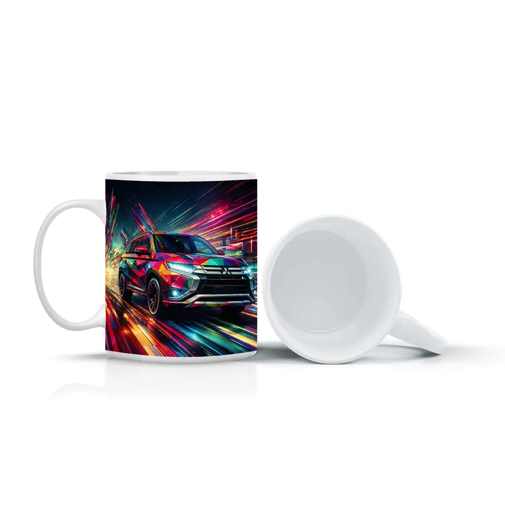 Mitsubishi Outlander SUV Colorful Neon Speed Art – Mugs