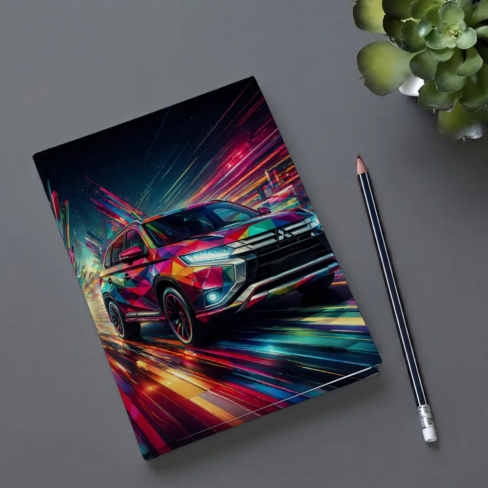 Mitsubishi Outlander SUV Colorful Neon Speed Art – Notebooks