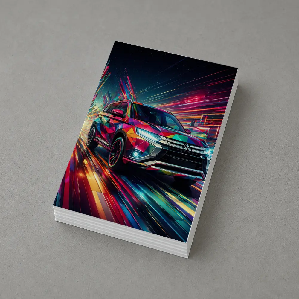 Mitsubishi Outlander SUV Colorful Neon Speed Art – Postcards