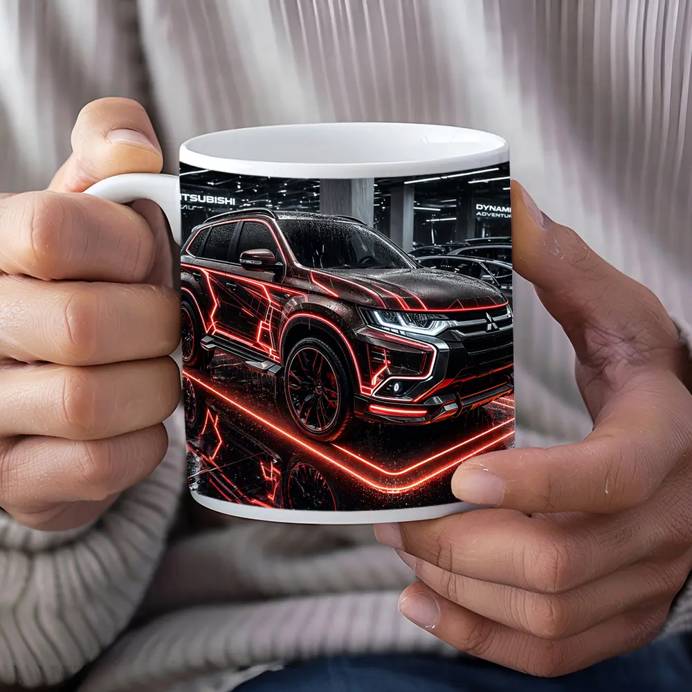 Mitsubishi Outlander Neon Red Glow Showroom – Mugs