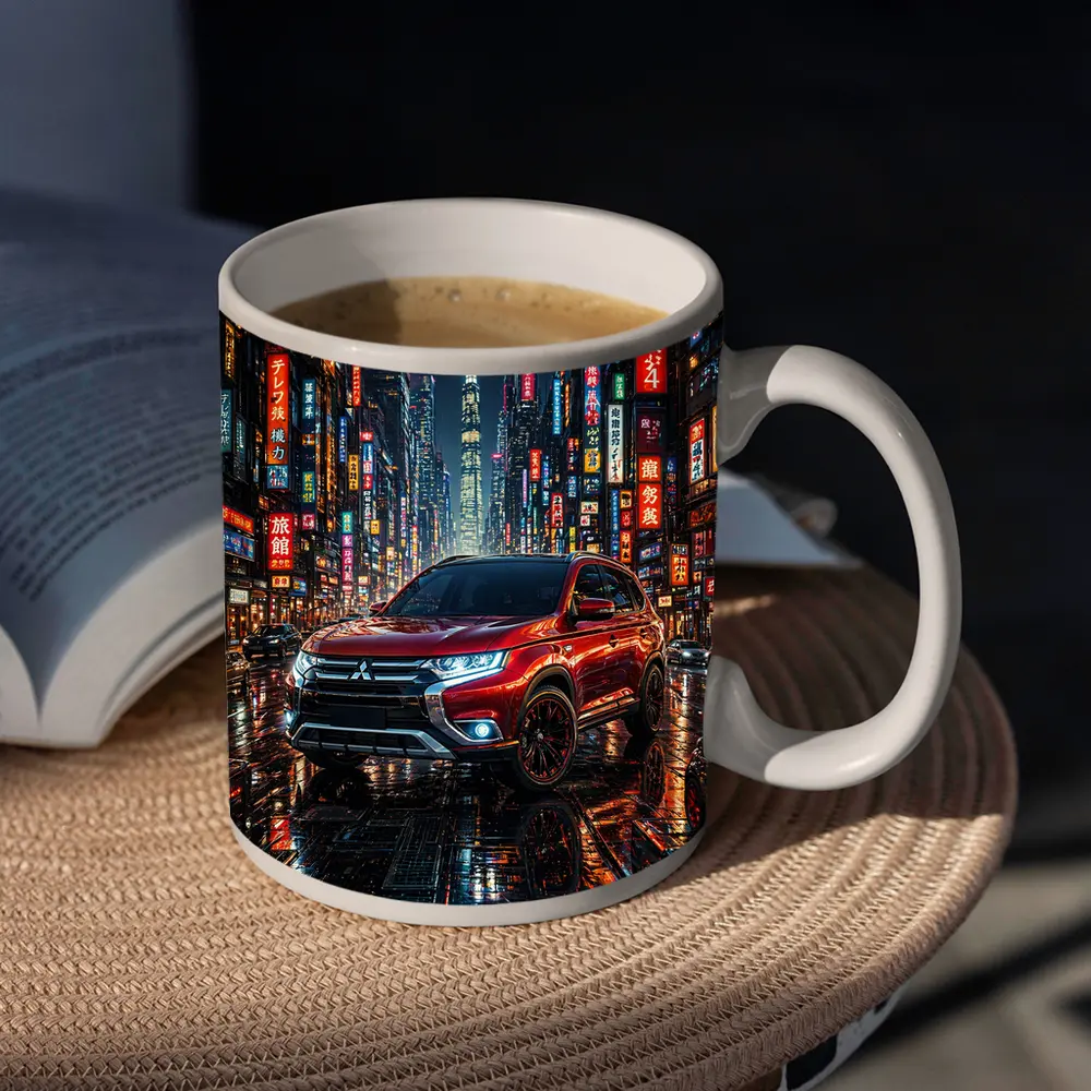 Mitsubishi Outlander Red Neon City Night – Mugs