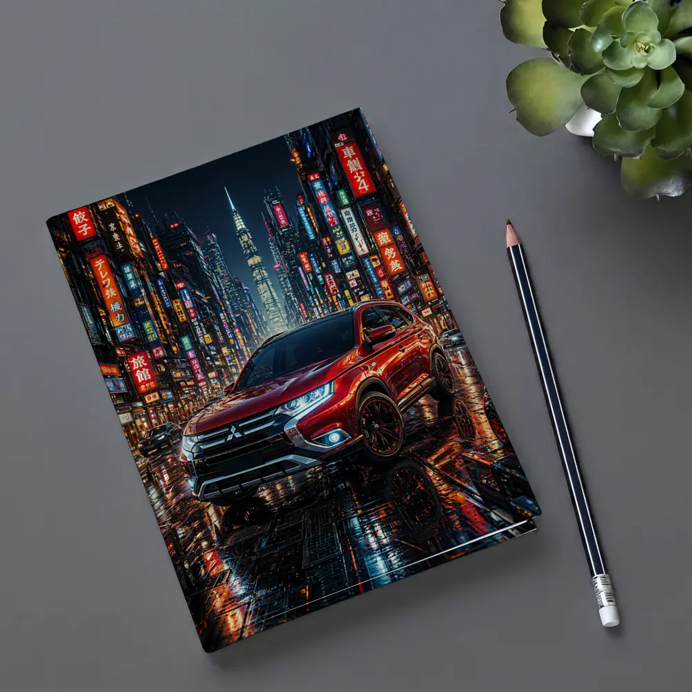 Mitsubishi Outlander Red Neon City Night – Notebooks