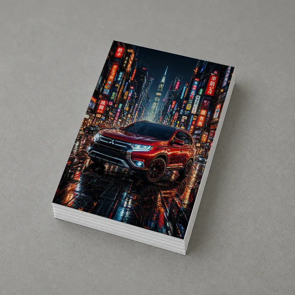 Mitsubishi Outlander Red Neon City Night – Postcards