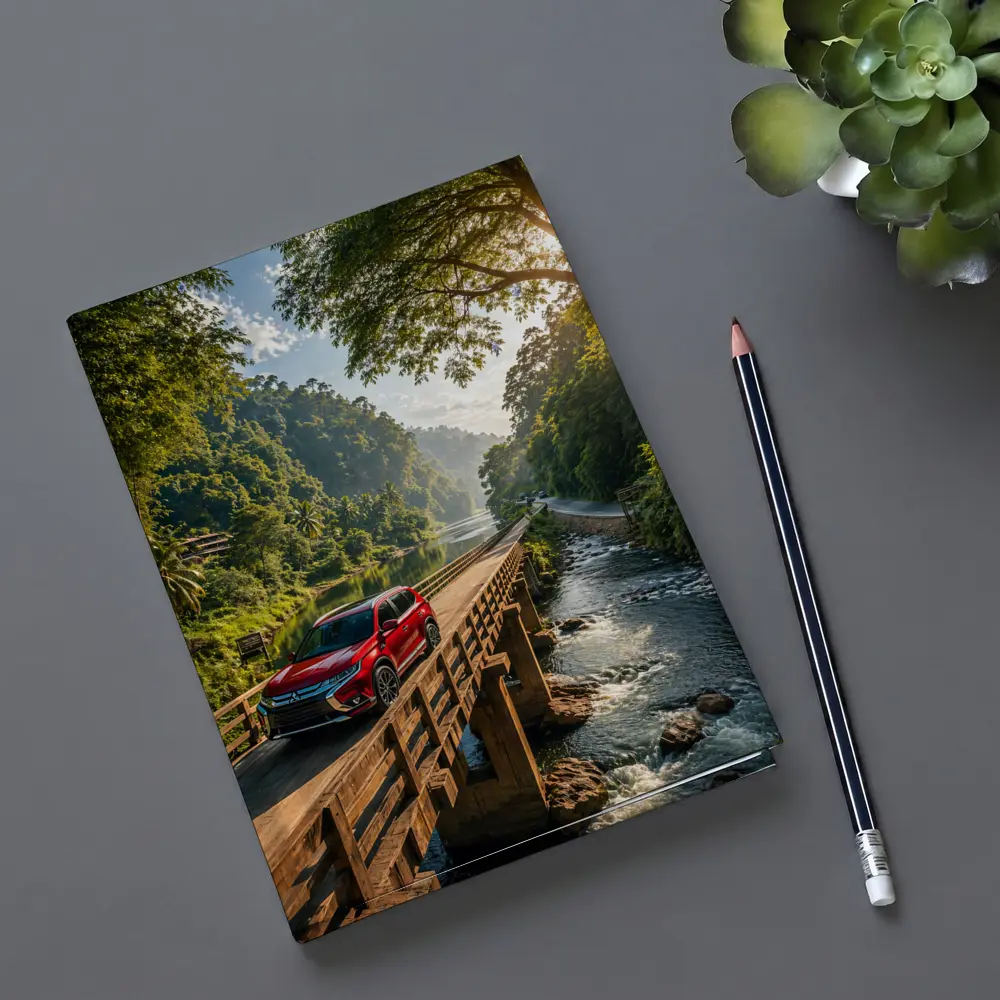 Mitsubishi Outlander SUV On Jungle Bridge – Notebooks