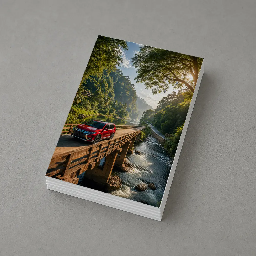 Mitsubishi Outlander SUV On Jungle Bridge – Postcards