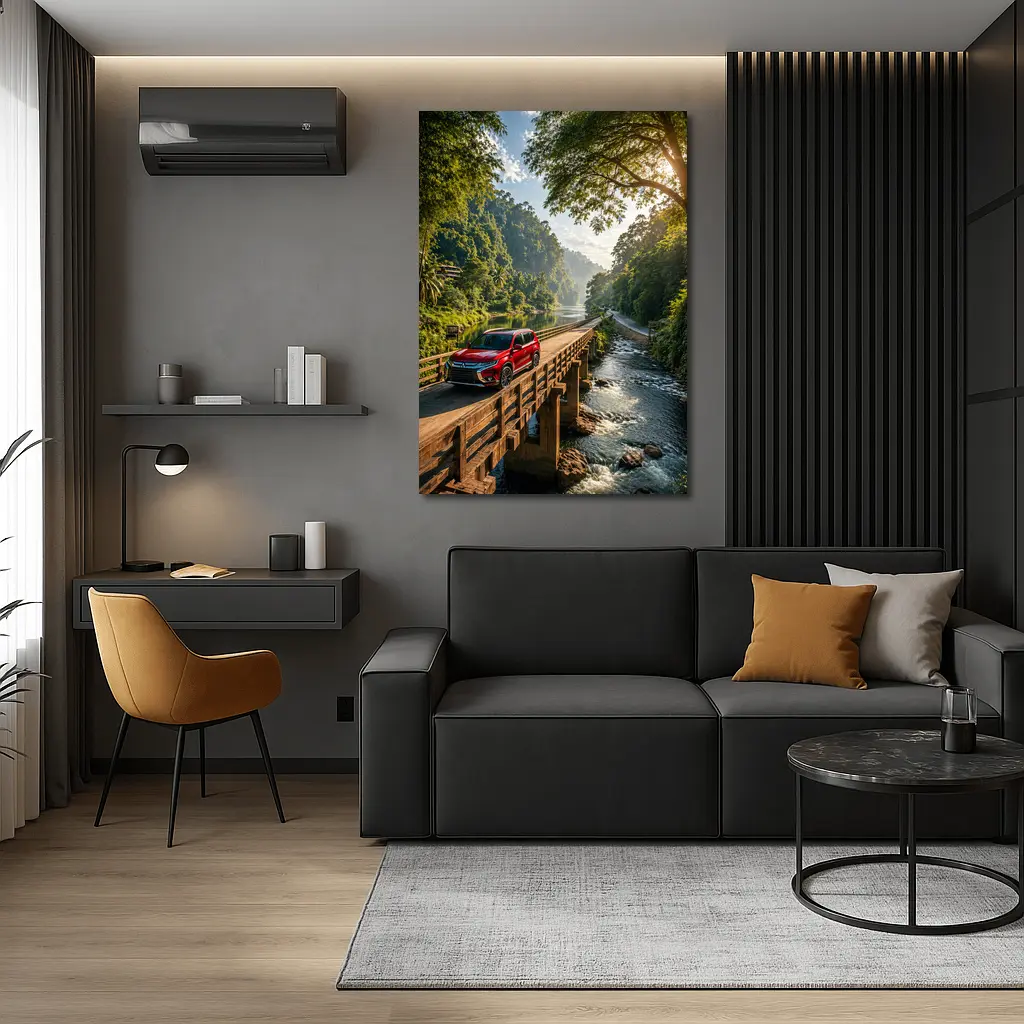 Mitsubishi Outlander SUV On Jungle Bridge – Wall Art