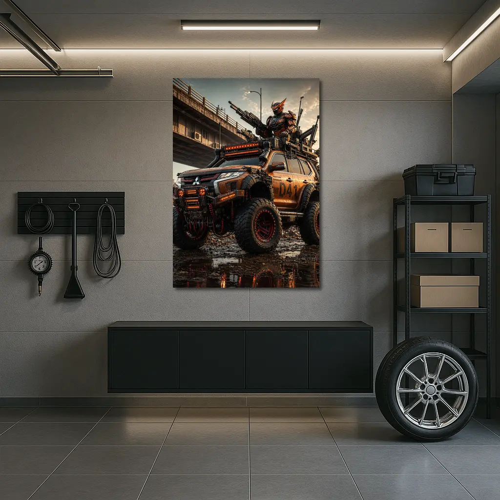 Mitsubishi Pajero Armored Cyberpunk Warrior Art – Wall Art