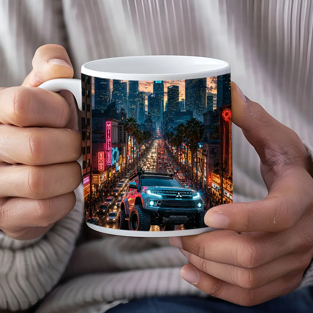 Mitsubishi Pajero Los Angeles Neon City Night – Mugs