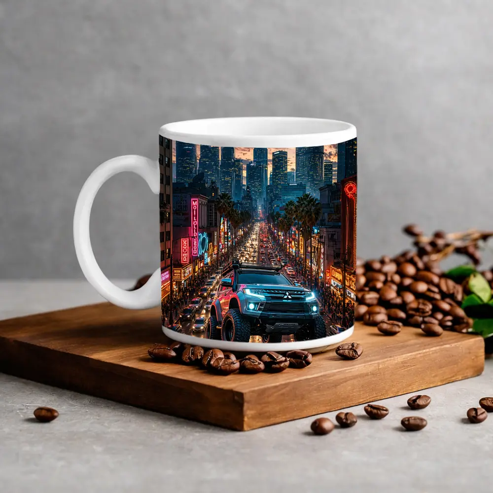 Mitsubishi Pajero Los Angeles Neon City Night – Mugs