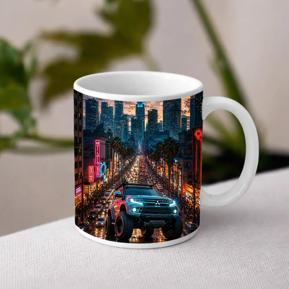 Mitsubishi Pajero Los Angeles Neon City Night – Mugs