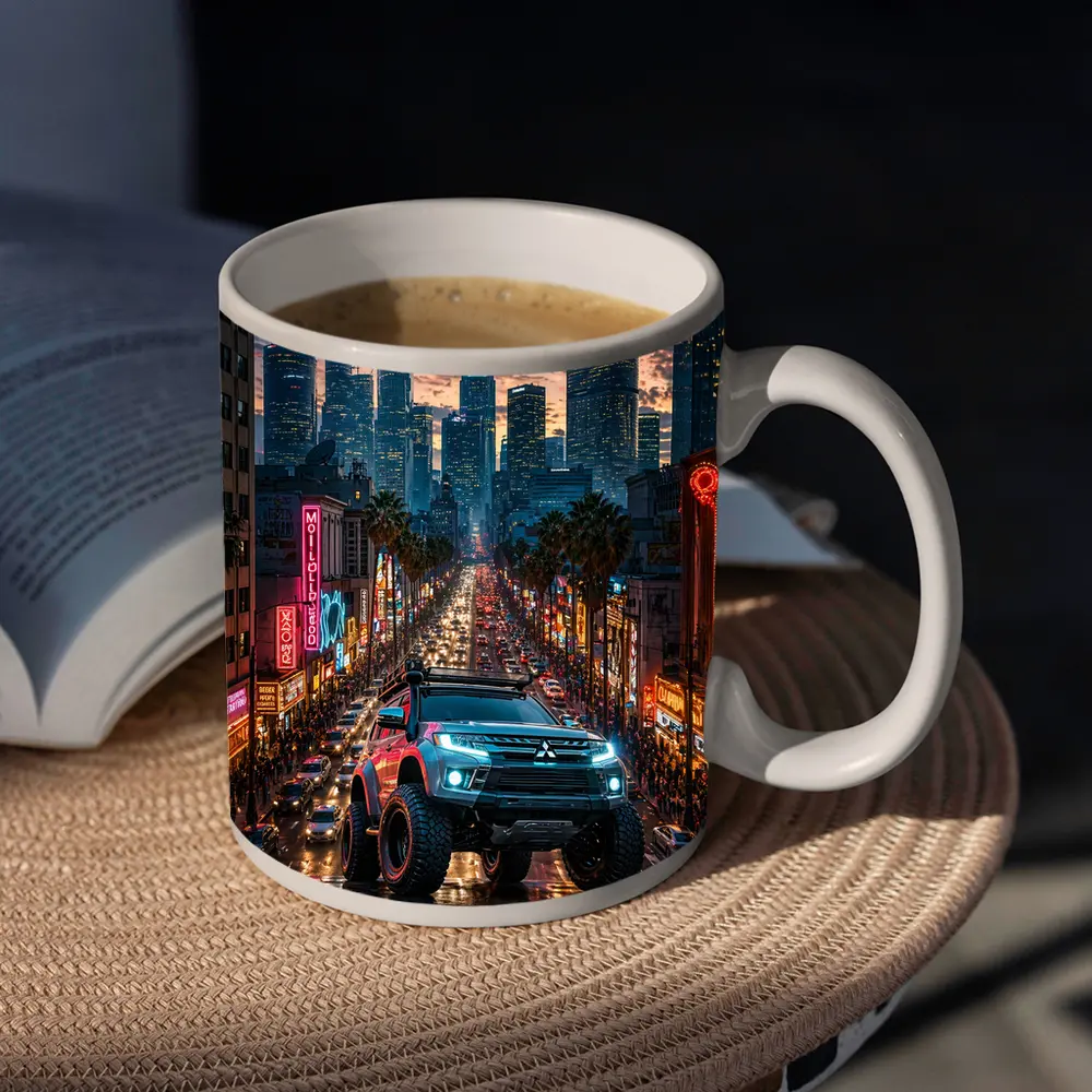 Mitsubishi Pajero Los Angeles Neon City Night – Mugs