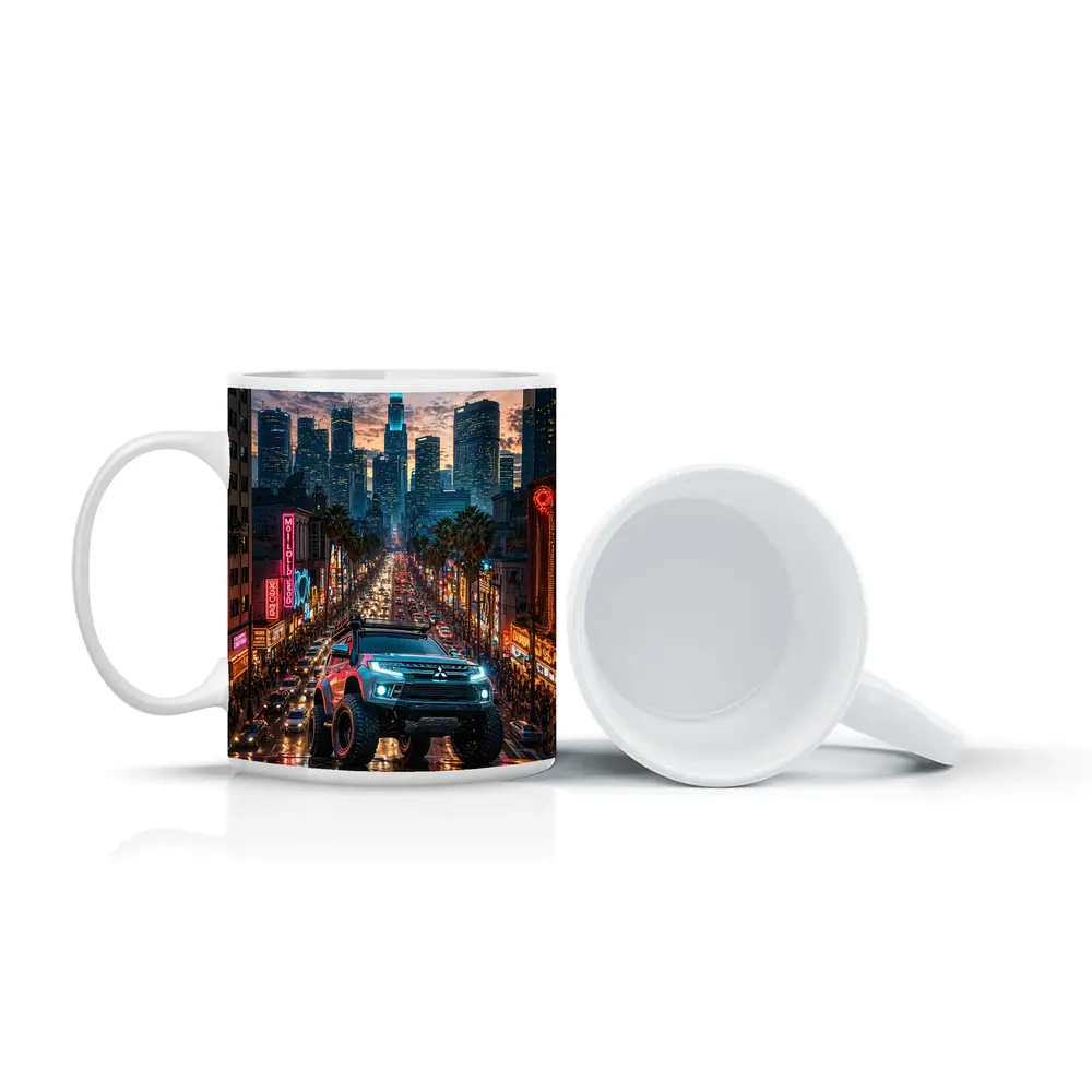 Mitsubishi Pajero Los Angeles Neon City Night – Mugs