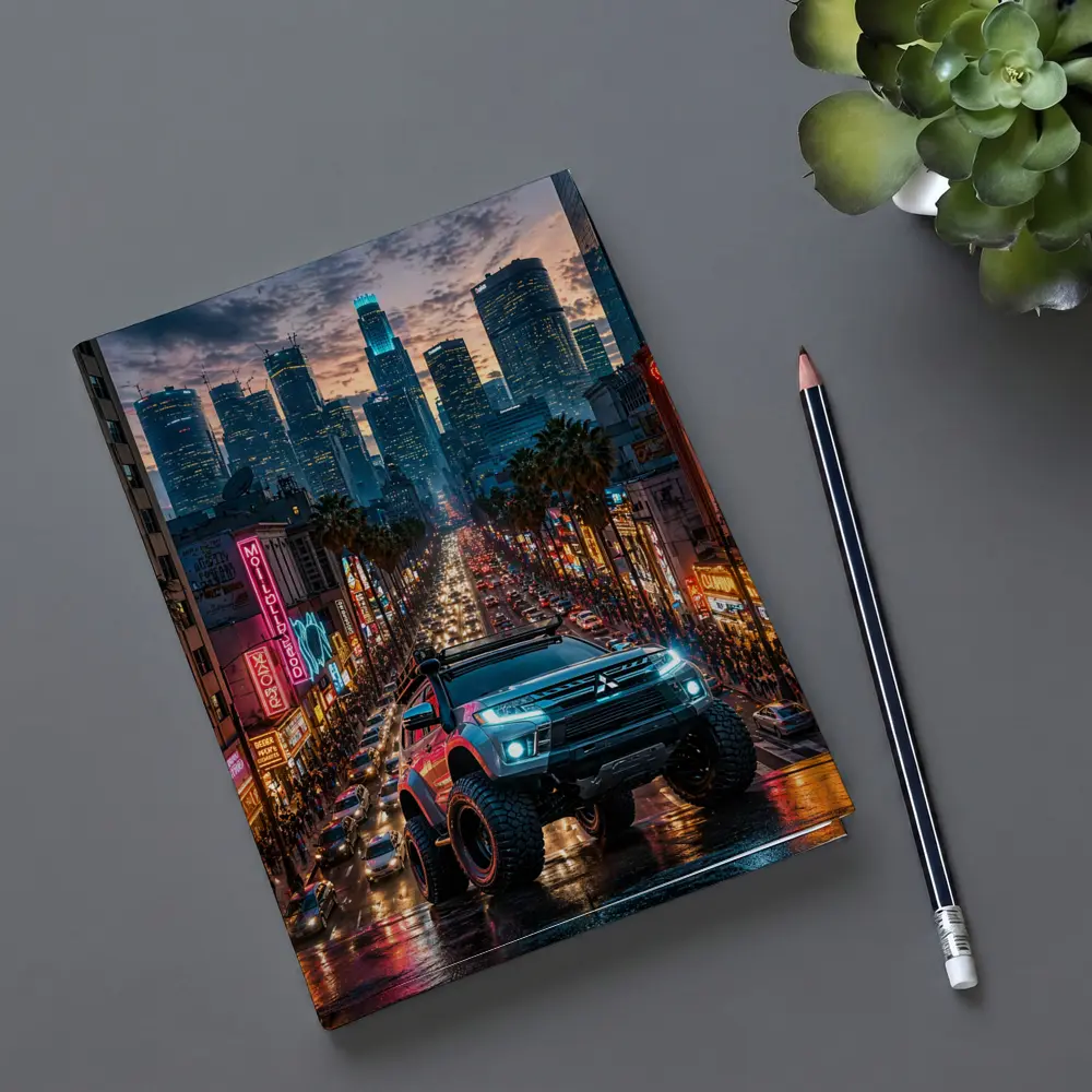 Mitsubishi Pajero Los Angeles Neon City Night – Notebooks