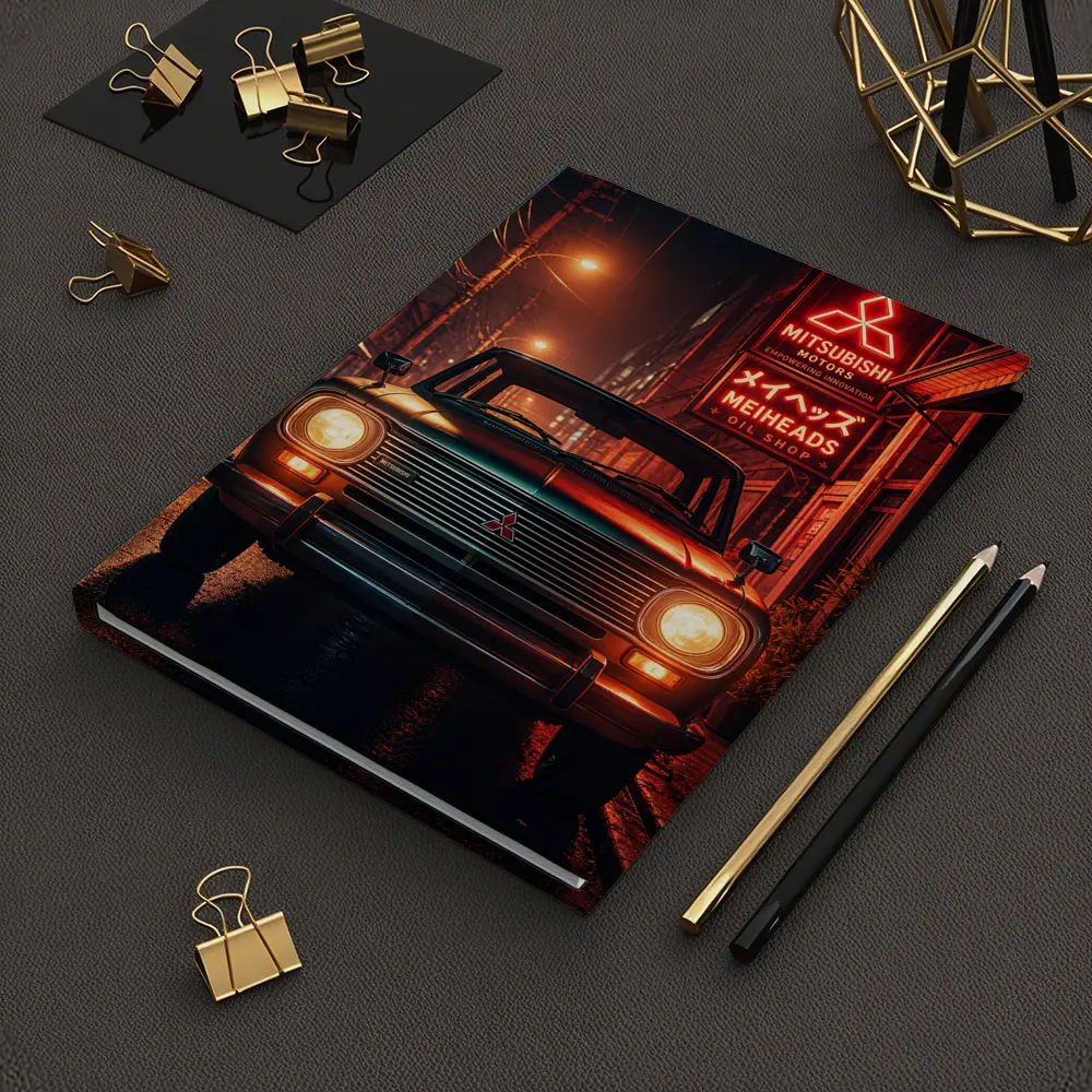 Mitsubishi Classic Car Neon Night Street – Notebooks