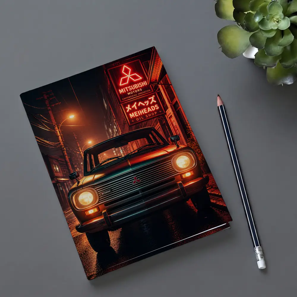 Mitsubishi Classic Car Neon Night Street – Notebooks
