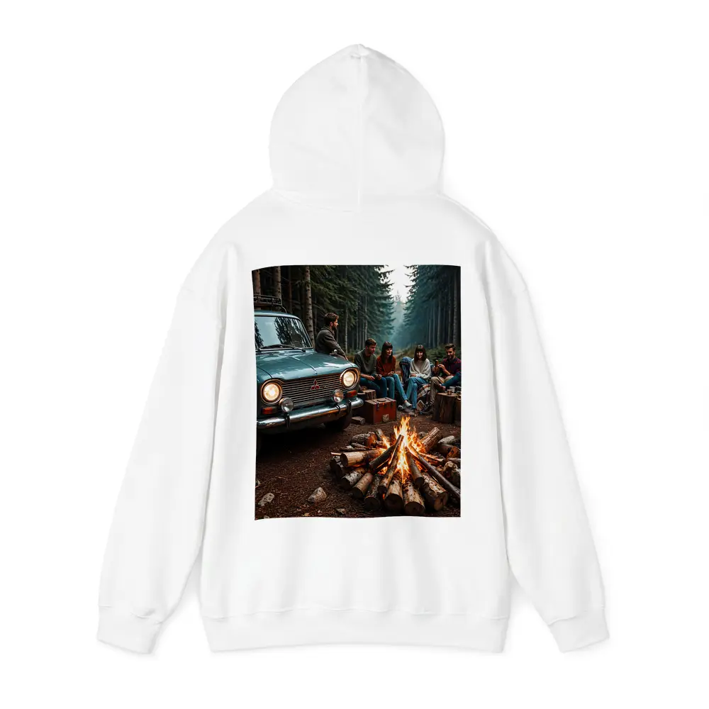 Mitsubishi Classic Car Forest Campfire Friends – Hoodies