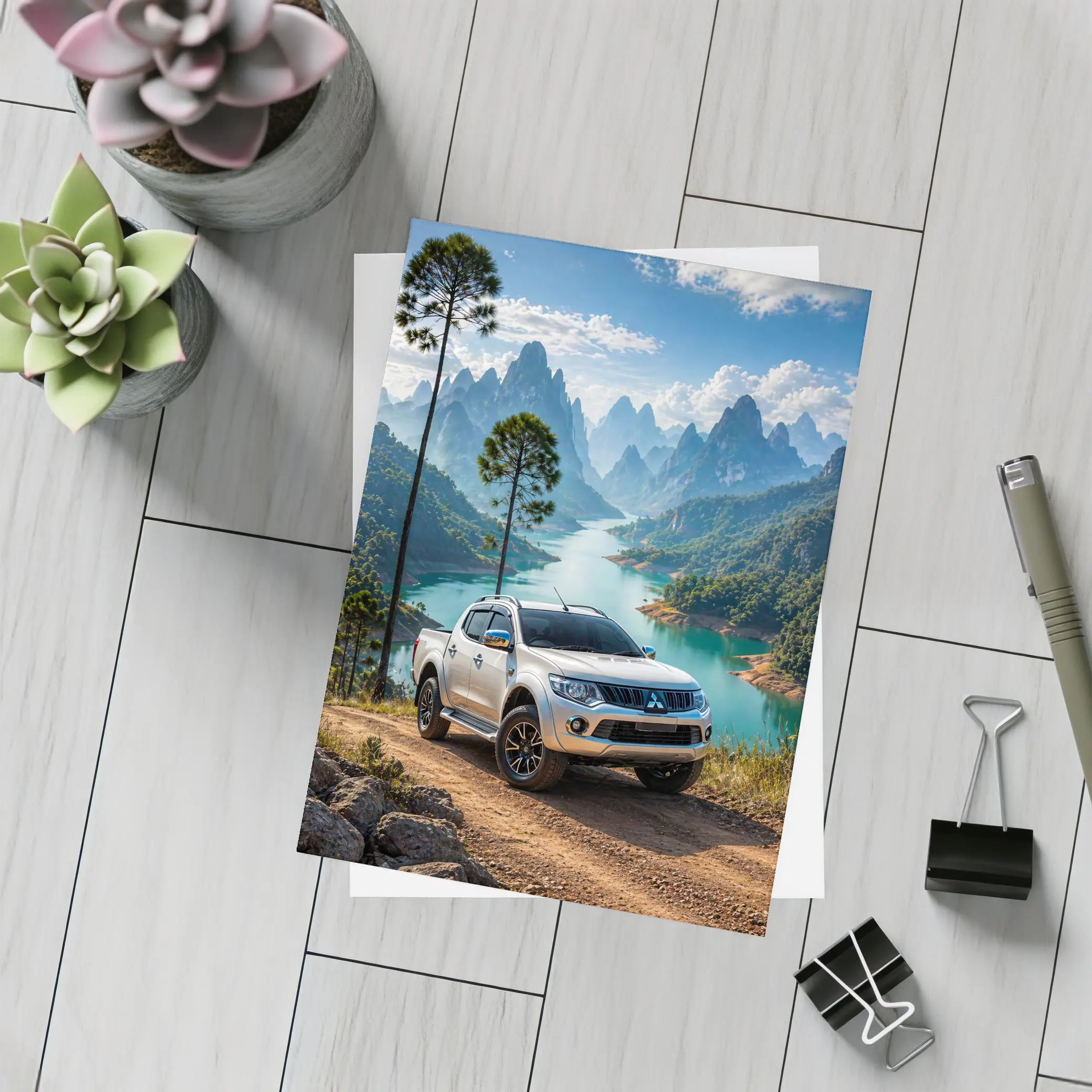Mitsubishi L200 Triton Mountain River Landscape – Postcards