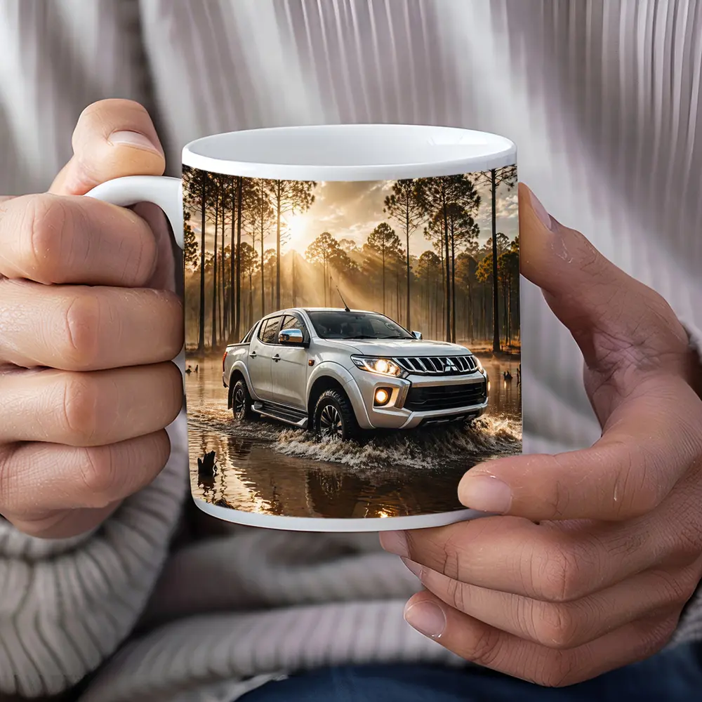 Mitsubishi Triton L200 Splashing Through Forest Water – Mugs