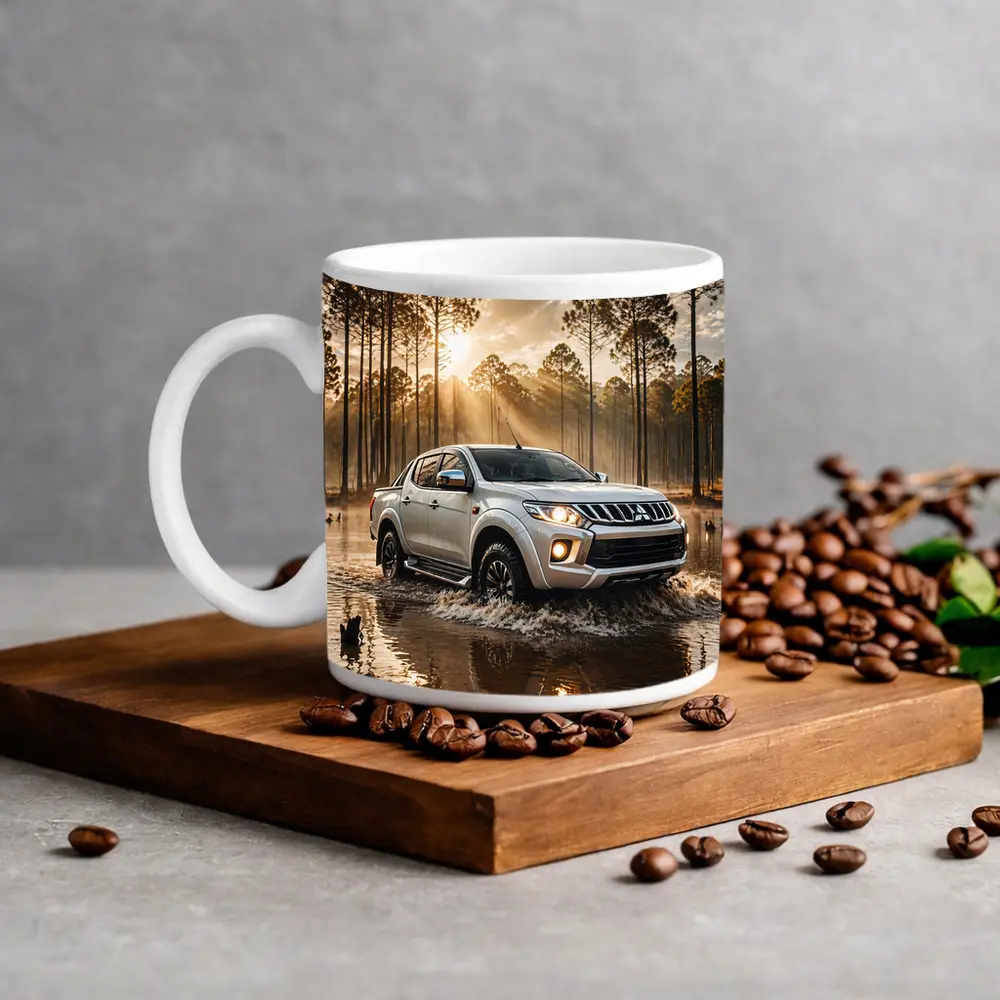 Mitsubishi Triton L200 Splashing Through Forest Water – Mugs