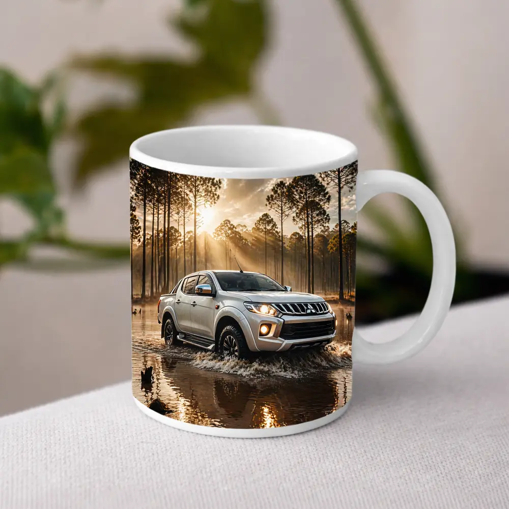 Mitsubishi Triton L200 Splashing Through Forest Water – Mugs