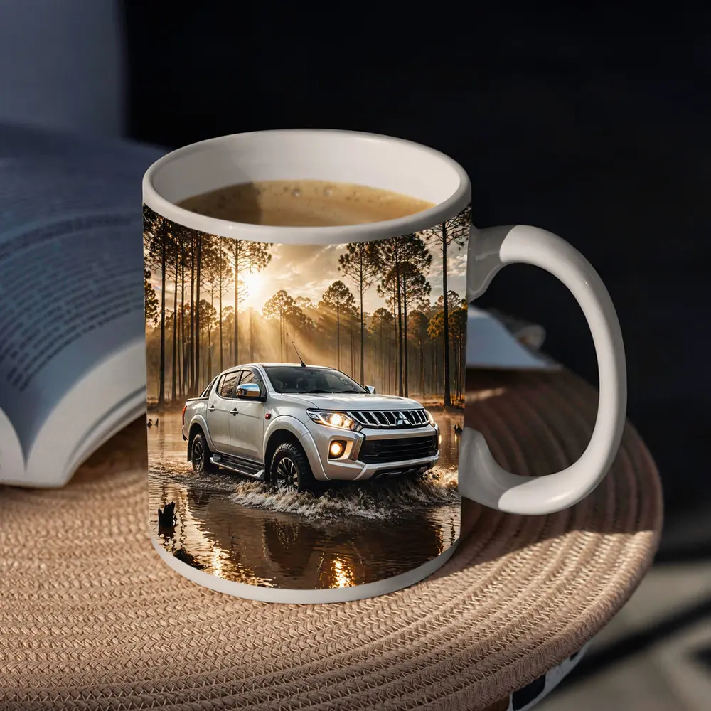 Mitsubishi Triton L200 Splashing Through Forest Water – Mugs