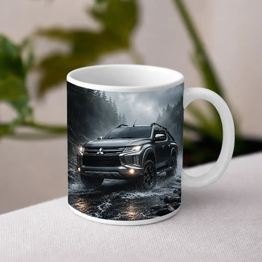 Mitsubishi L200 Triton Splashing Rainy Rocky Trail – Mugs