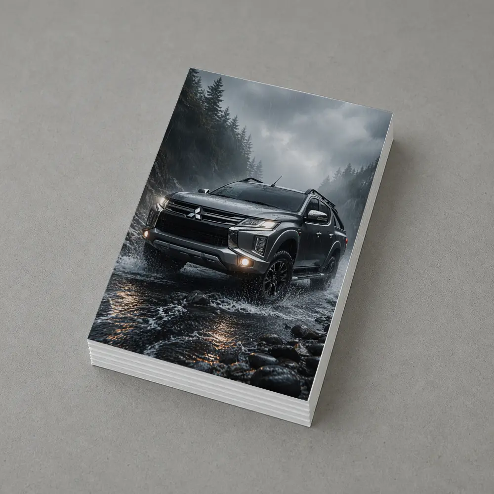 Mitsubishi L200 Triton Splashing Rainy Rocky Trail – Postcards