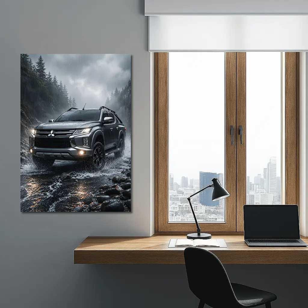 Mitsubishi L200 Triton Splashing Rainy Rocky Trail – Wall Art