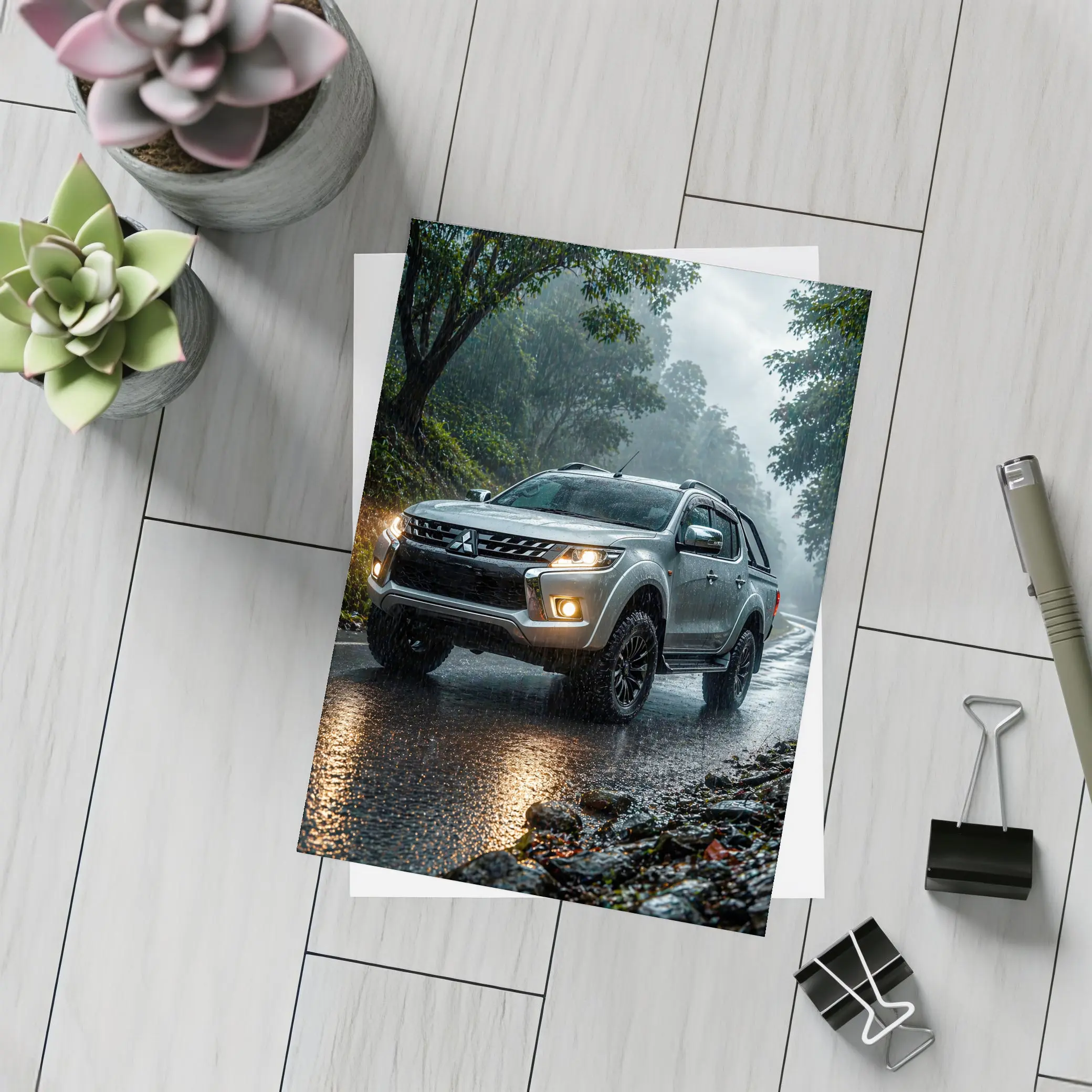 Mitsubishi L200 Triton Rainy Forest Road – Postcards